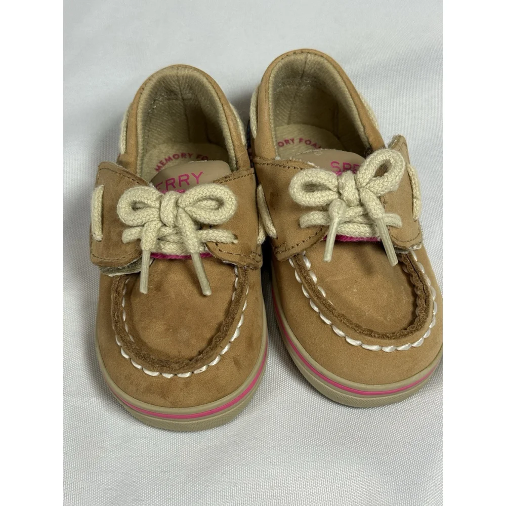 Sperry Top-Siders Intrepid Crib Jr. Pink & Teal Striped Fabric Infant 3M Leather